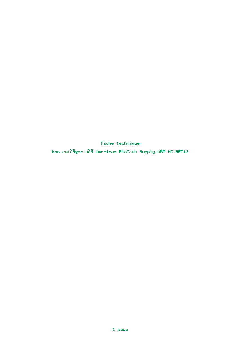 Page 1 de la notice Fiche technique American BioTech Supply ABT-HC-RFC12