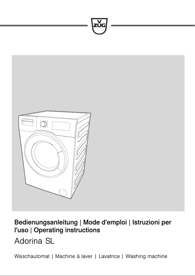 Page 1 de la notice Manuel utilisateur V-Zug Adorina SL