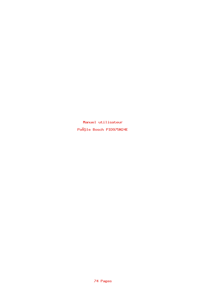 Page 1 de la notice Manuel utilisateur Bosch PID975N24E