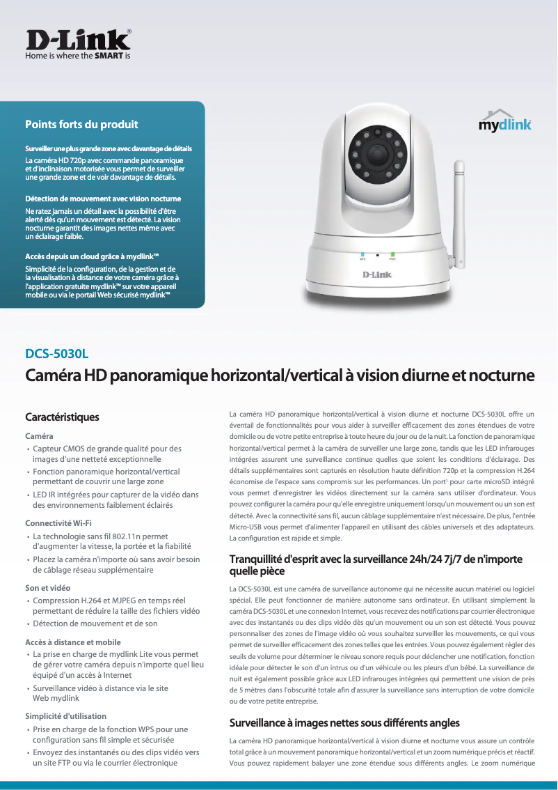 Page 1 de la notice Fiche technique D-Link DCS-5030L