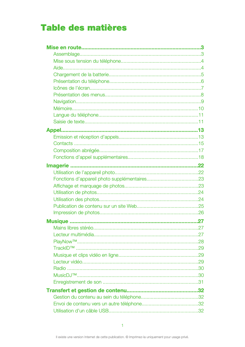 Page 1 de la notice Manuel utilisateur Sony Ericsson T715