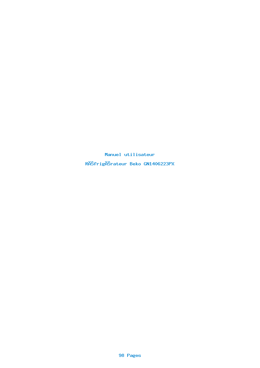Page 1 de la notice Manuel utilisateur Beko GN1406223PX