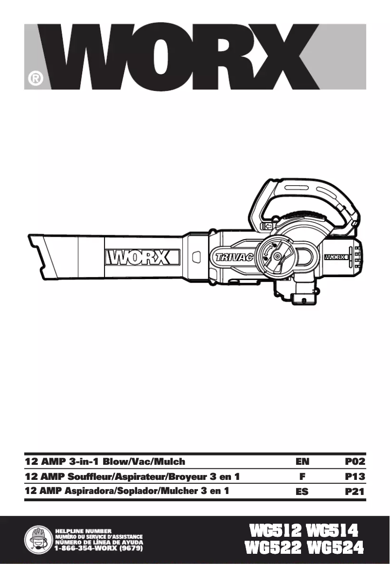 Page 1 de la notice Manuel utilisateur Worx WG524