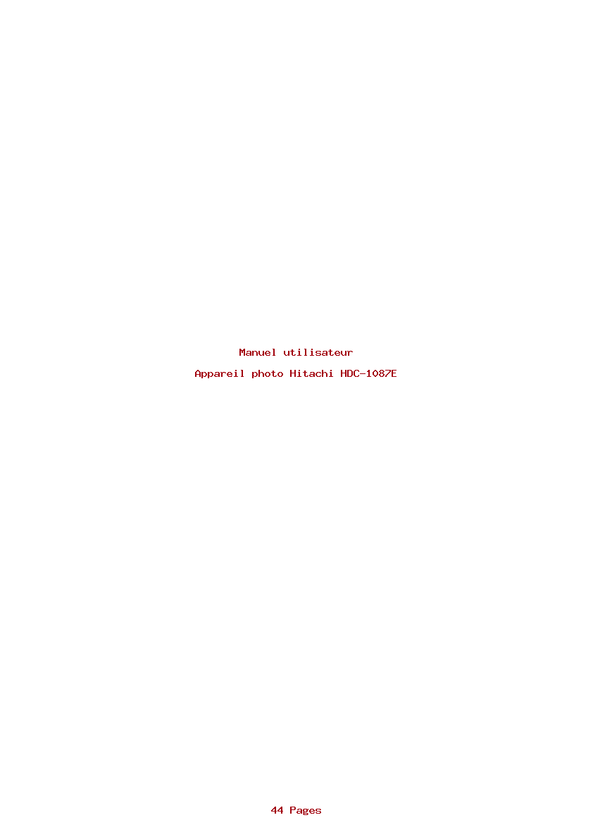 Page 1 de la notice Manuel utilisateur Hitachi HDC-1087E