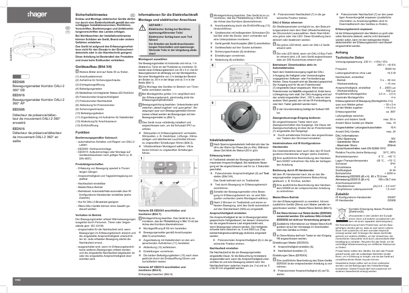 Page 1 de la notice Instructions / montage Hager EED515
