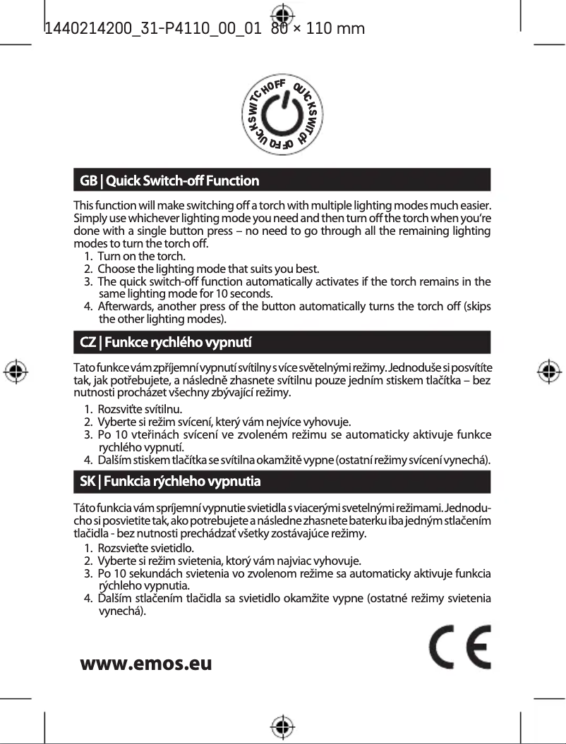 Page 1 de la notice Manuel utilisateur Emos P4110