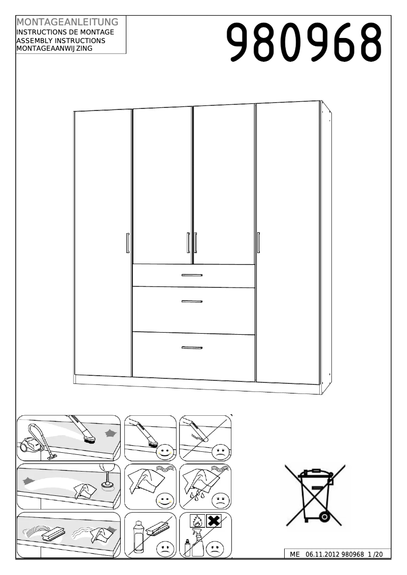 Page 1 de la notice Manuel utilisateur Wehkamp Polar (199x180x58)