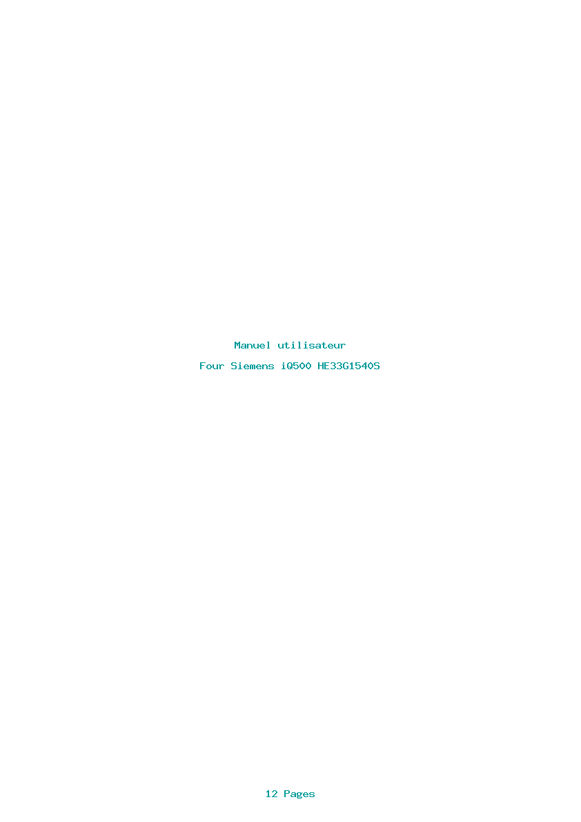 Page 1 de la notice Manuel utilisateur Siemens iQ500 HE33G1540S
