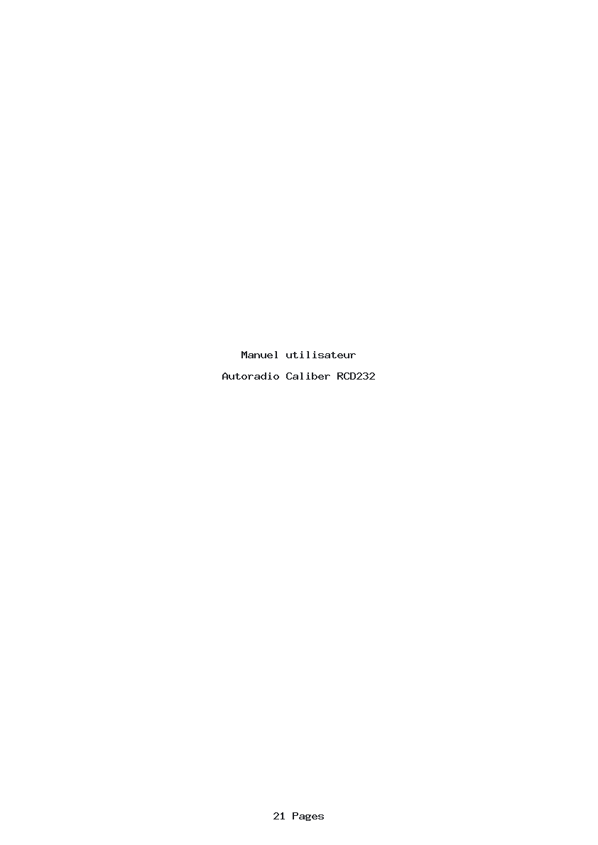 Page 1 de la notice Manuel utilisateur Caliber RCD232