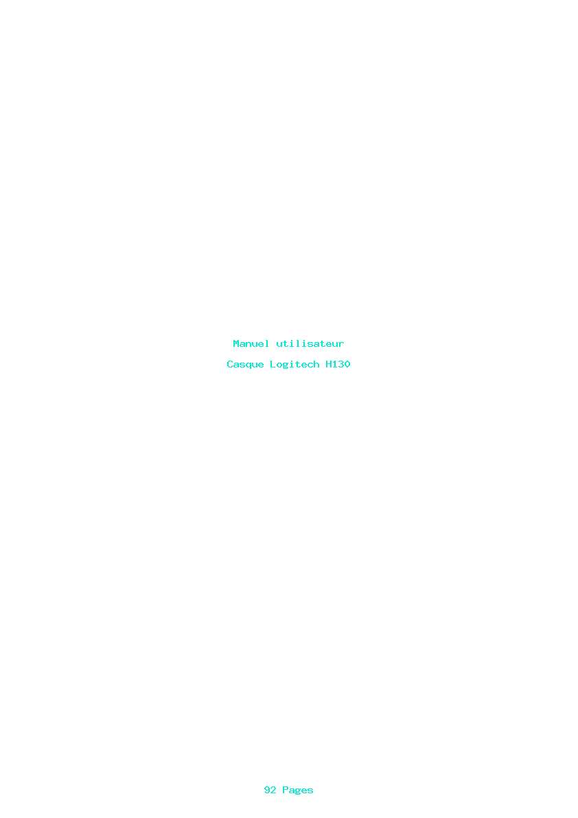 Page 1 de la notice Manuel utilisateur Logitech H130