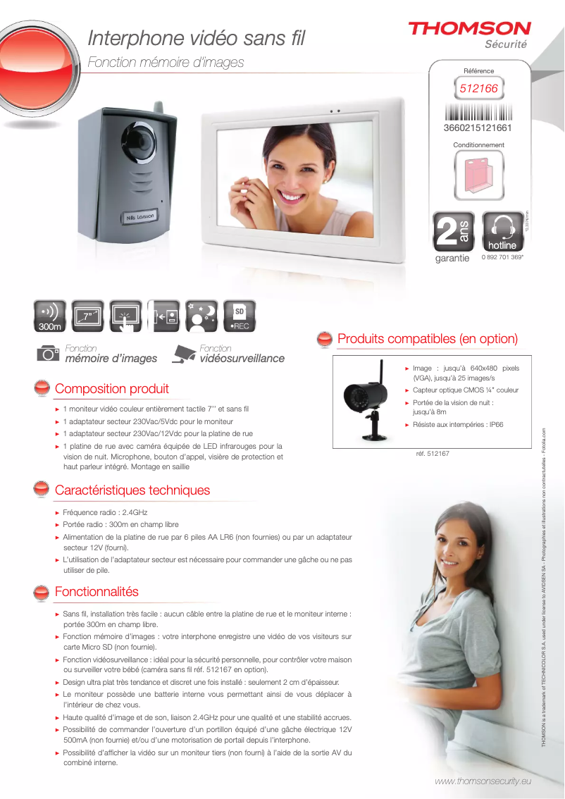 Page 1 de la notice Fiche technique Thomson 512166