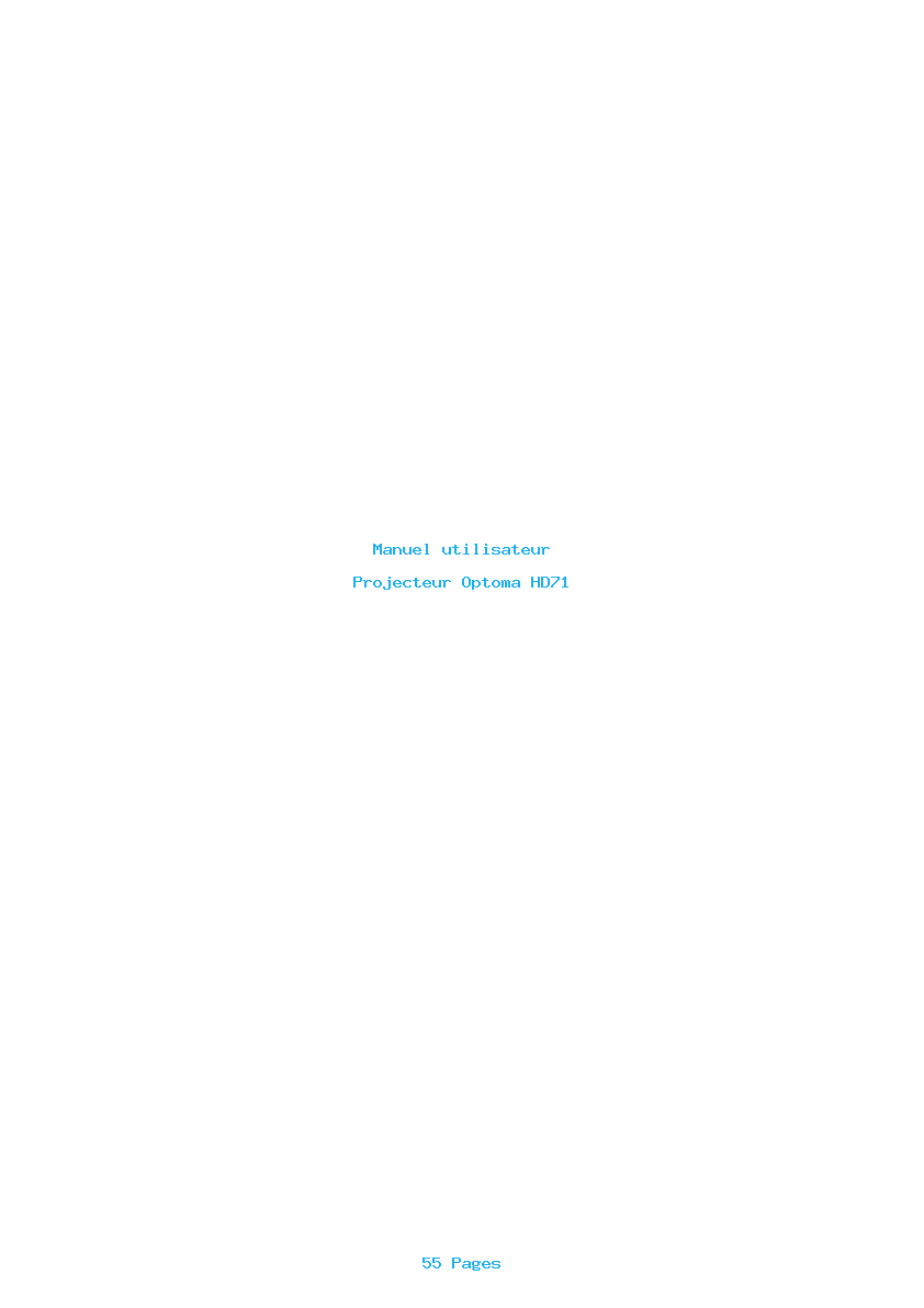 Page 1 de la notice Manuel utilisateur Optoma HD71