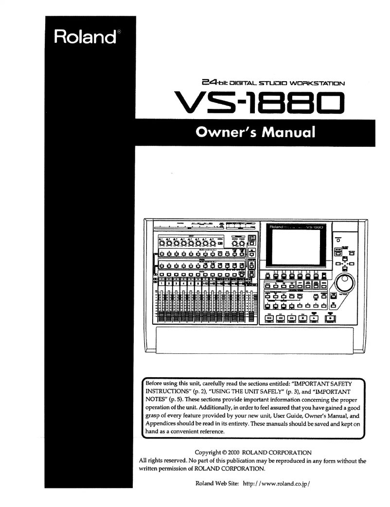 Page 1 de la notice Manuel utilisateur Roland VS-1880