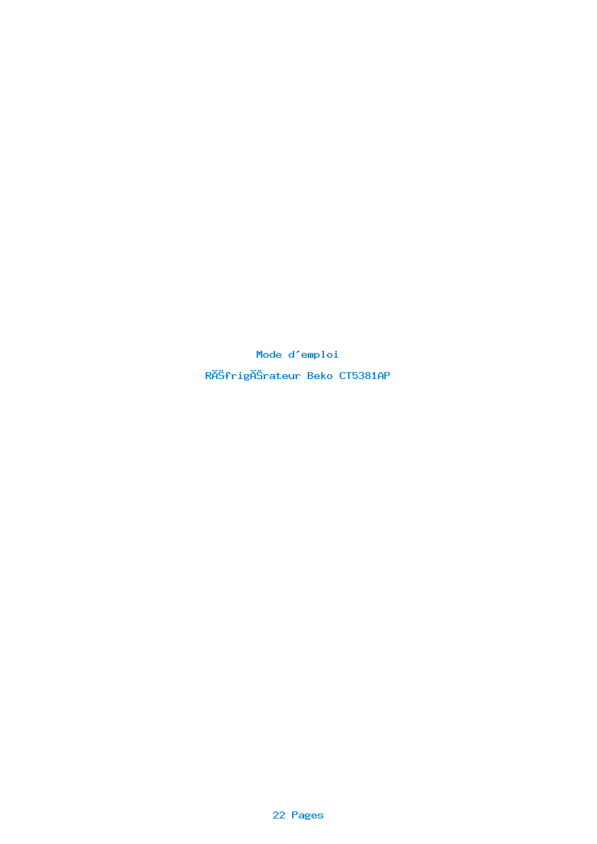 Page 1 de la notice Mode d'emploi Beko CT5381AP
