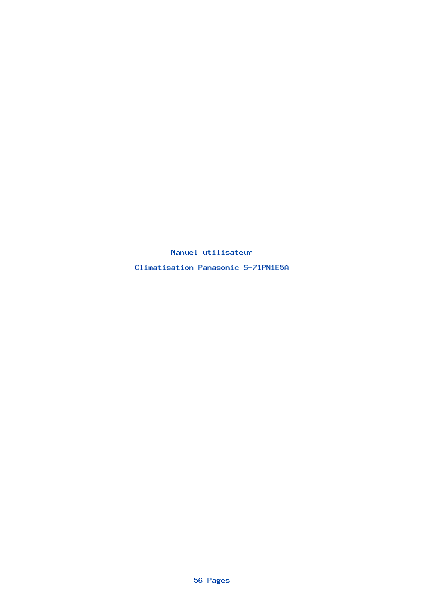 Page 1 de la notice Manuel utilisateur Panasonic S-71PN1E5A