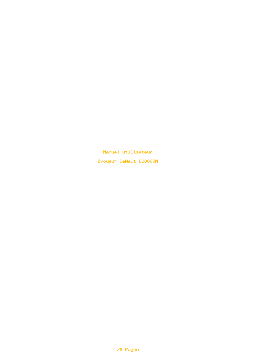 Page 1 de la notice Manuel utilisateur DeWalt D28065N