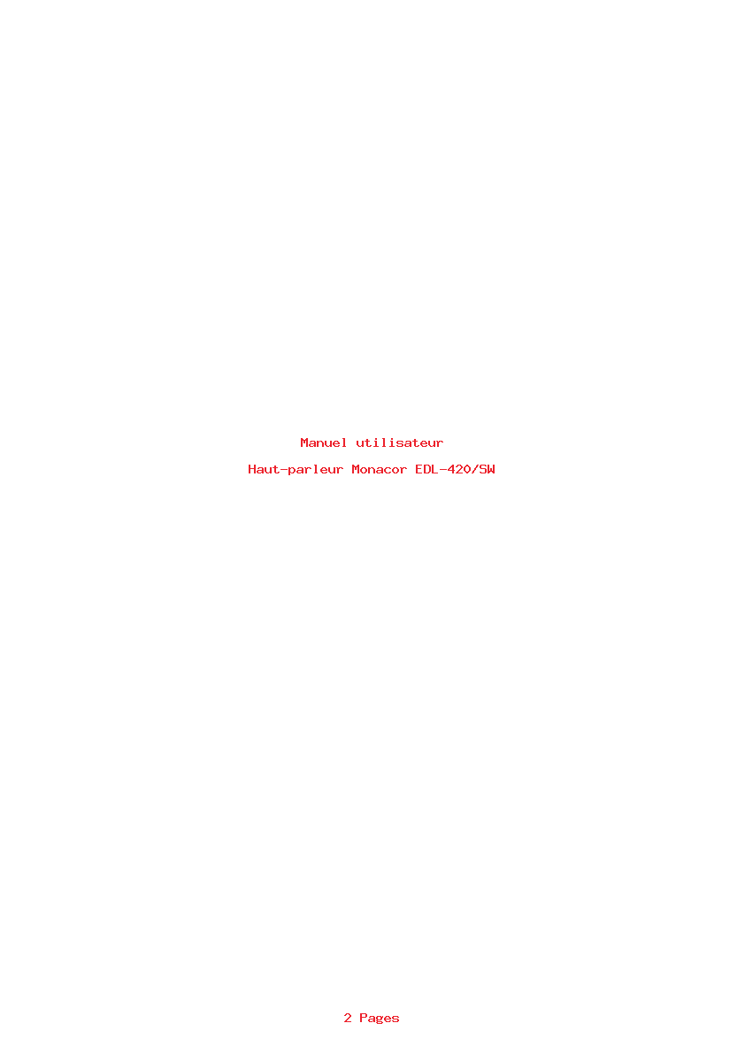 Page 1 de la notice Manuel utilisateur Monacor EDL-420/SW