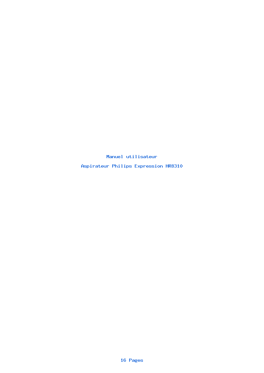 Page 1 de la notice Manuel utilisateur Philips Expression HR8310