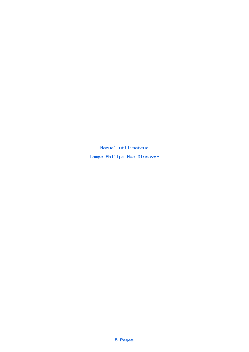 Page 1 de la notice Manuel utilisateur Philips Hue Discover