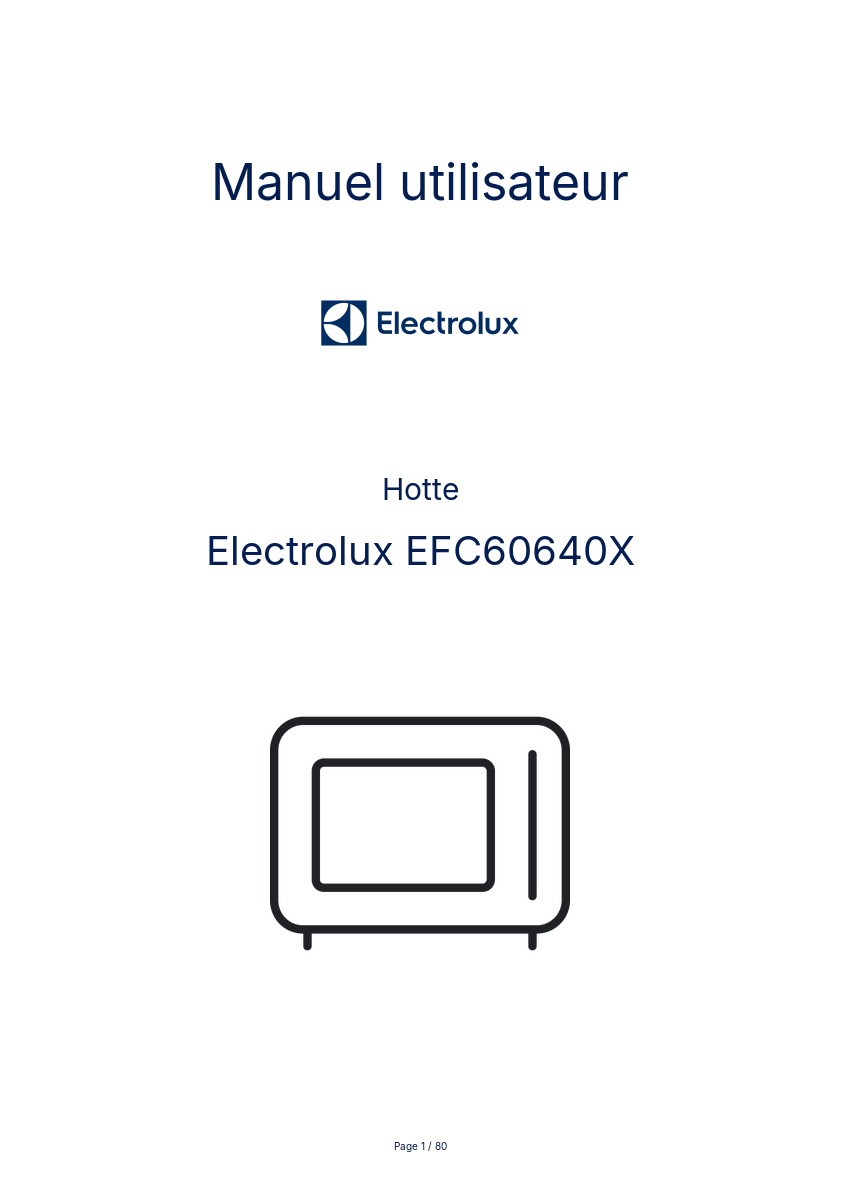 Page 1 de la notice Manuel utilisateur Electrolux EFC60640X