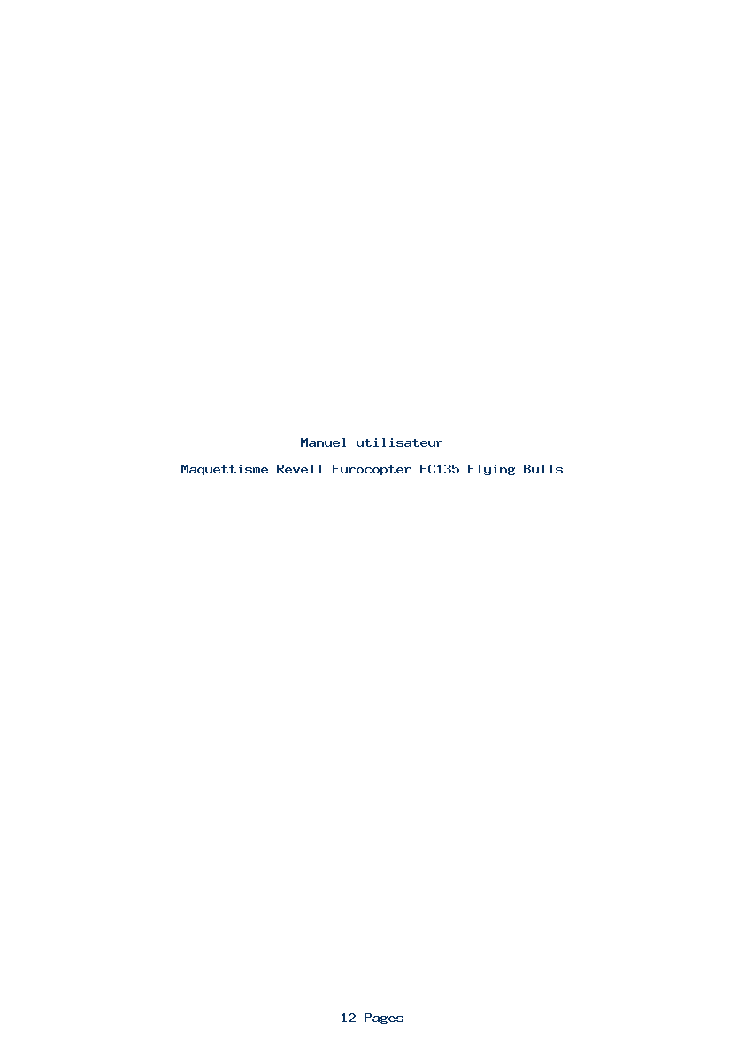 Page 1 de la notice Manuel utilisateur Revell Eurocopter EC135 Flying Bulls