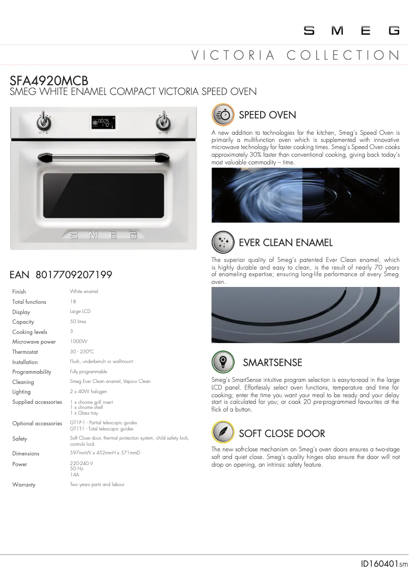 Página 1 del manual Ficha técnica Smeg SFA4920MCB