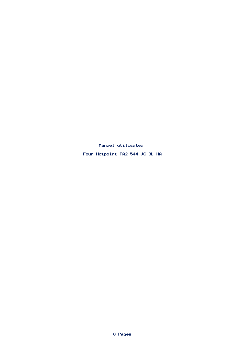 Page 1 de la notice Manuel utilisateur Hotpoint FA2 544 JC BL HA