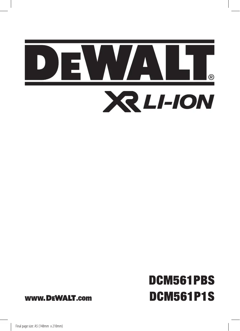 Page 1 de la notice Manuel utilisateur DeWalt DCM561P1S
