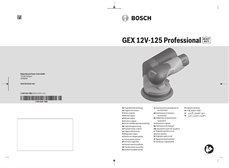 Page 1 of the manual User Manual Bosch GEX 12V-125 Professional