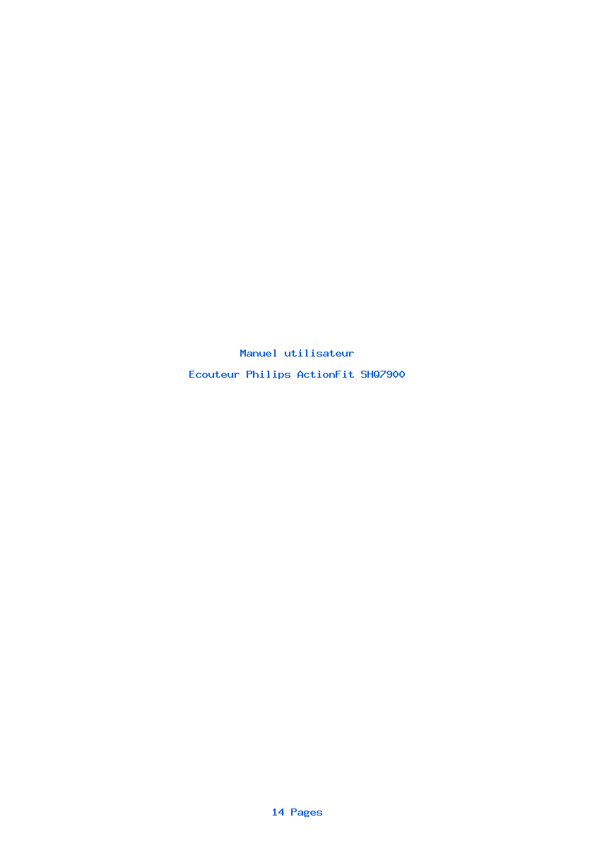 Page 1 de la notice Manuel utilisateur Philips ActionFit SHQ7900