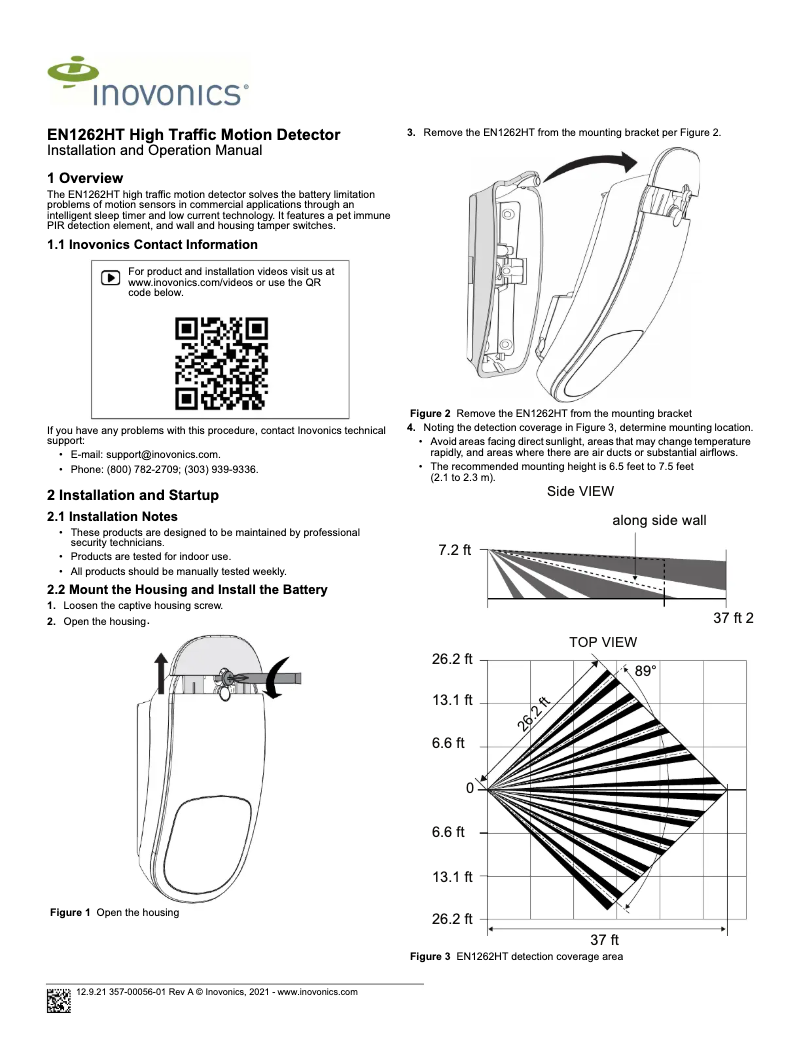 Page 1 de la notice Manuel utilisateur Inovonics EN1262HT
