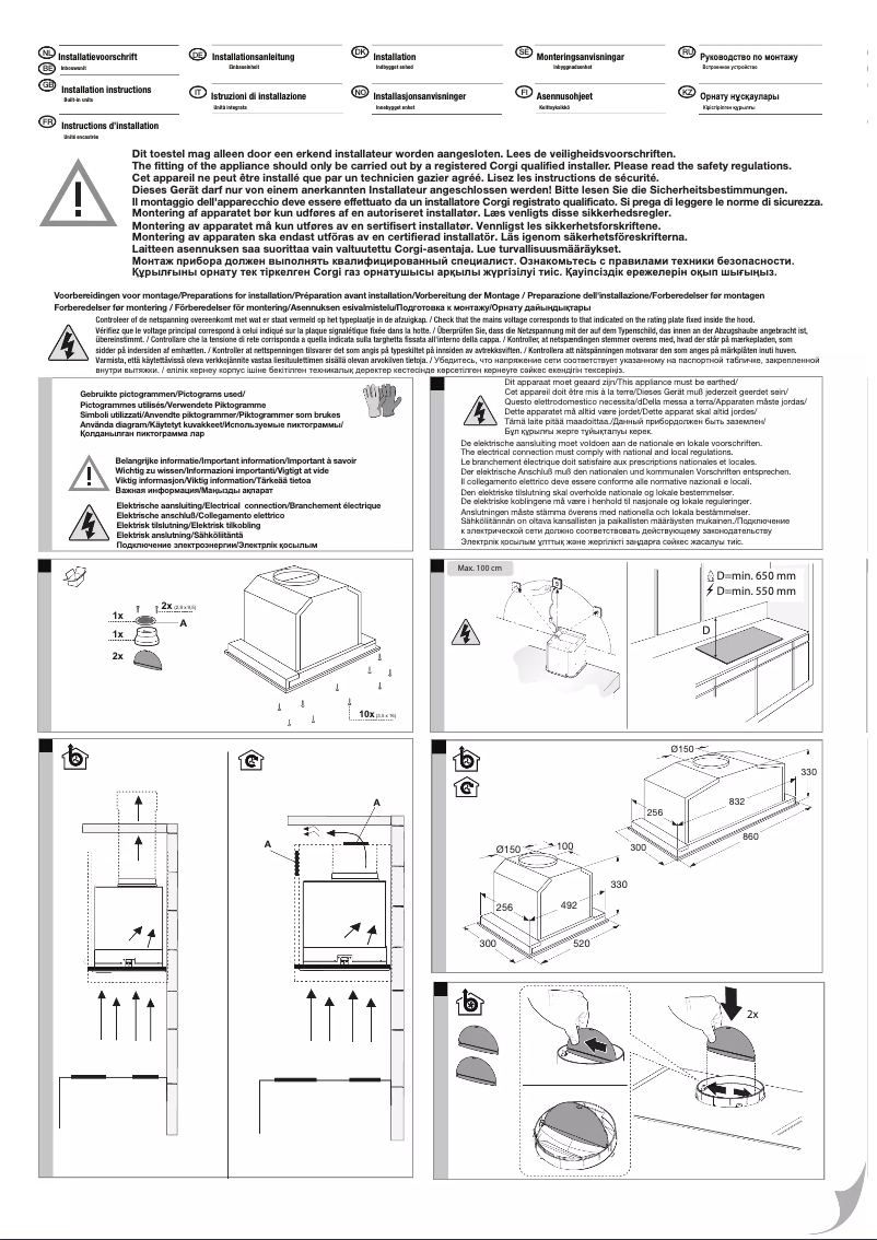 Page 1 de la notice Guide d'installation Pelgrim ISWA990RVS