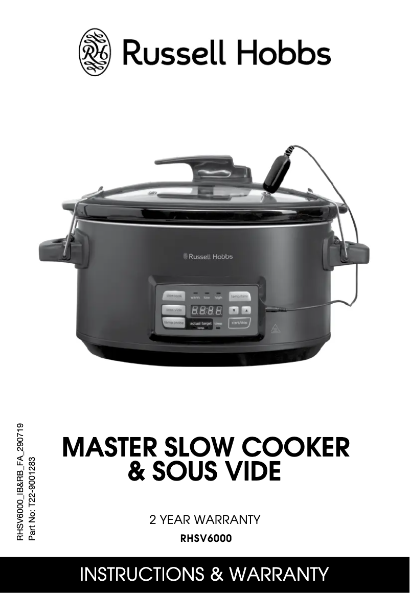 Page 1 de la notice Manuel utilisateur Russell Hobbs RHSV6000