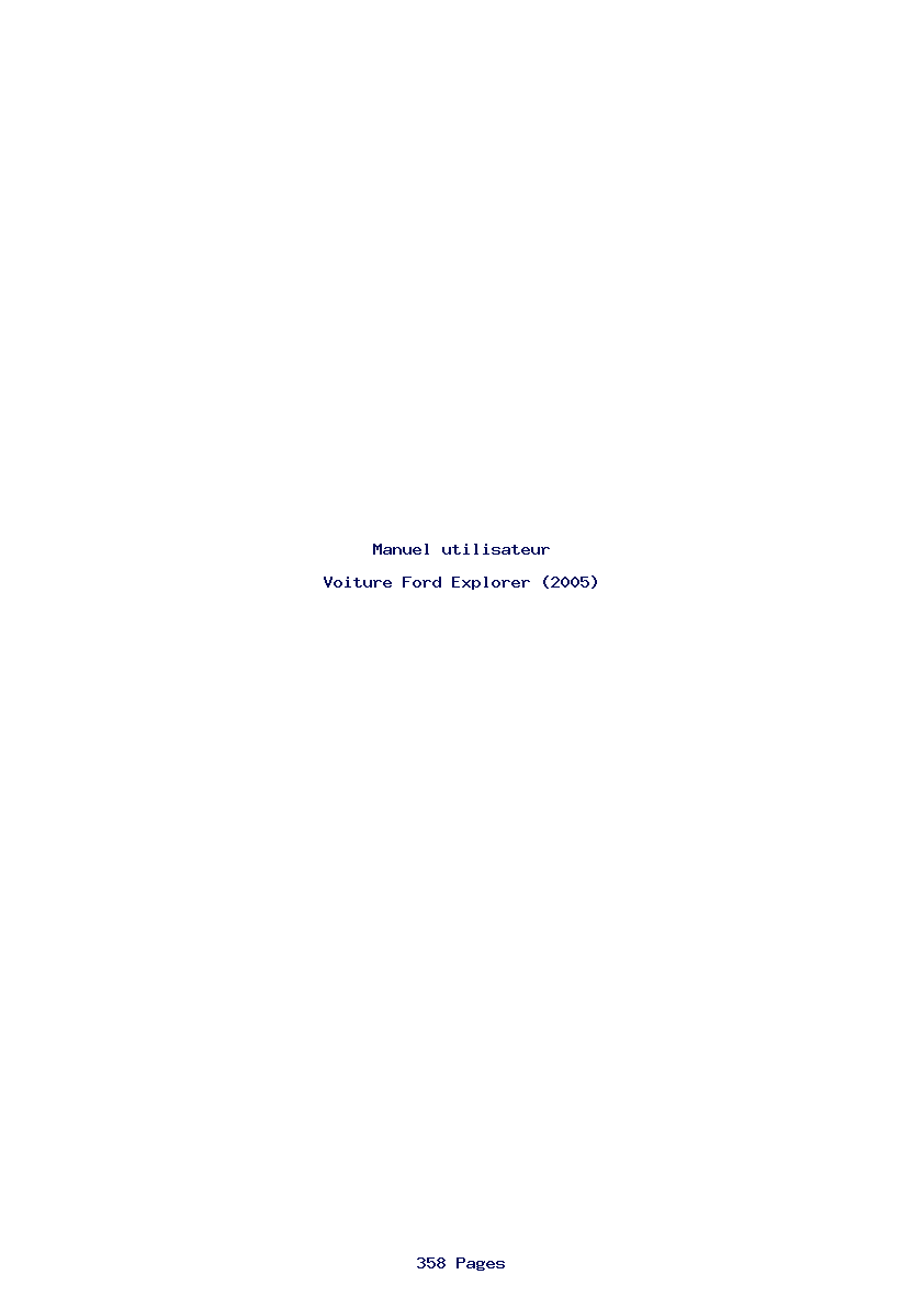 Page 1 de la notice Manuel utilisateur Ford Explorer (2005)