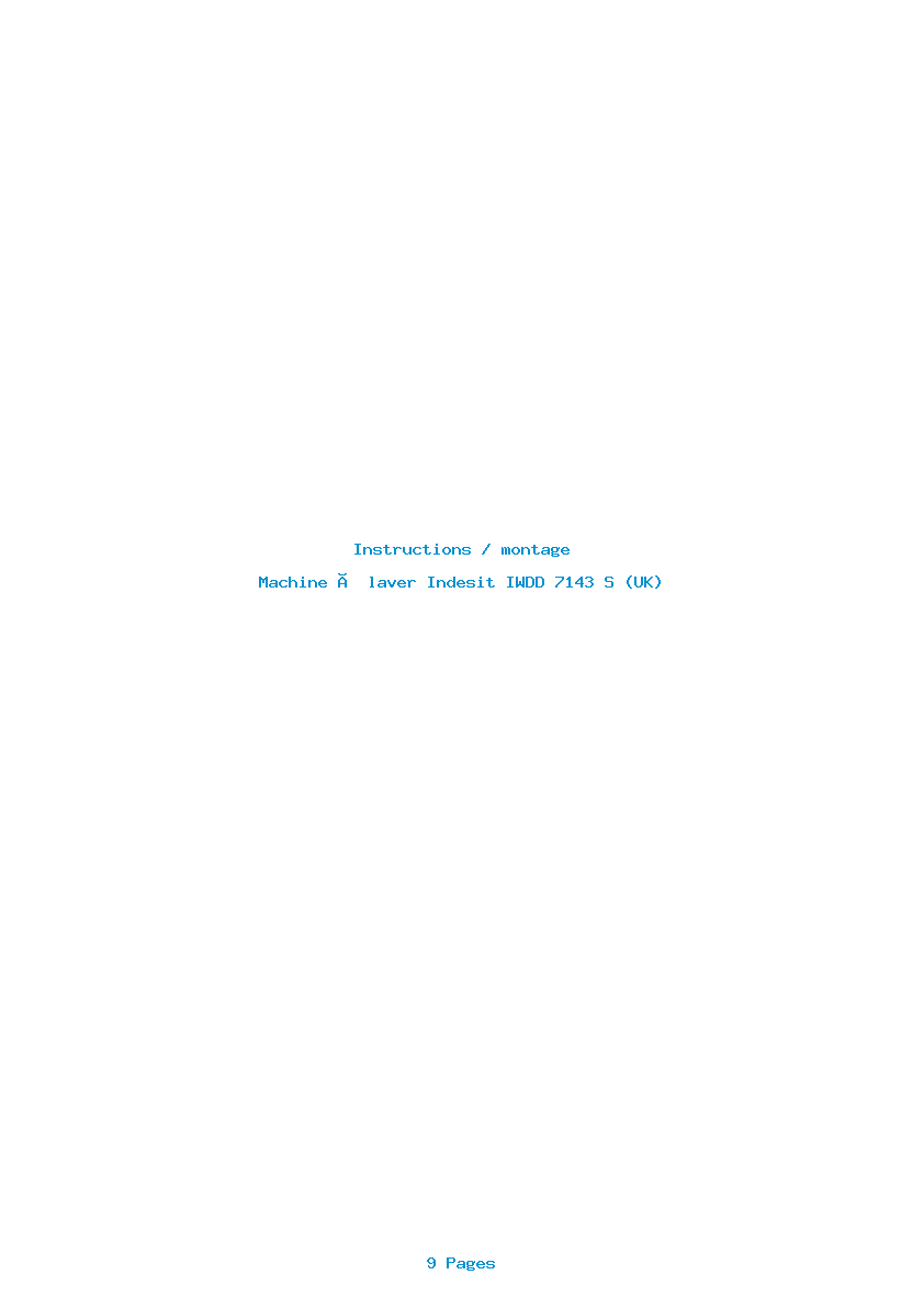 Page 1 de la notice Instructions / montage Indesit IWDD 7143 S (UK)