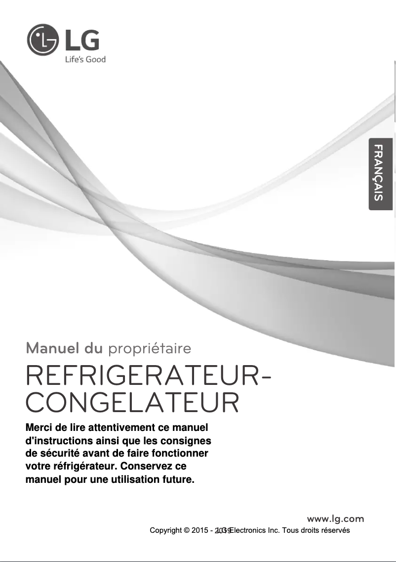 Page 1 de la notice Manuel utilisateur LG GN-B372SQCB