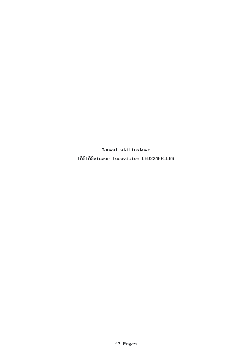 Page 1 de la notice Manuel utilisateur Tecovision LED22AFRLLBB