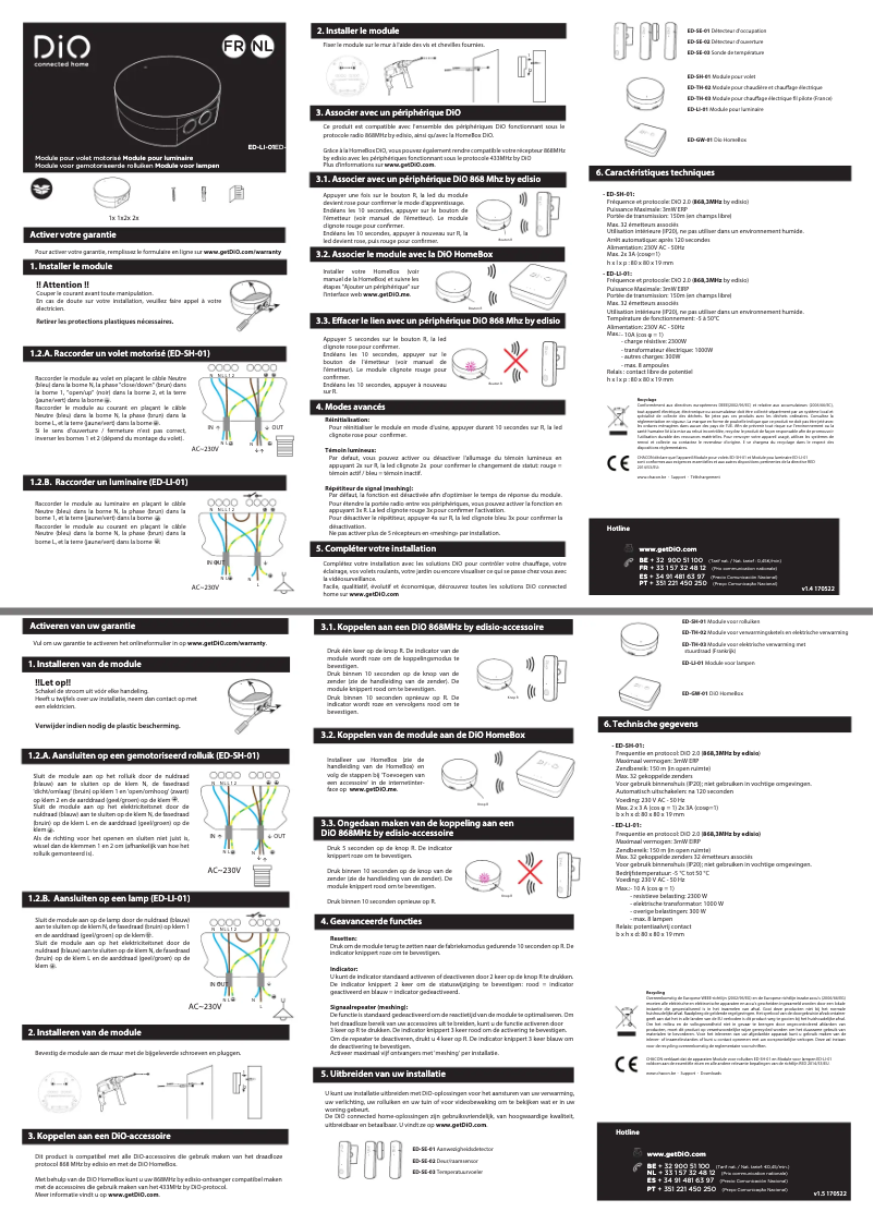 Page 1 de la notice Manuel utilisateur DiO ED-SH-01