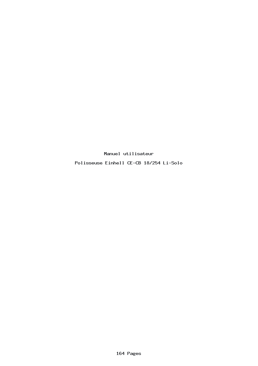 Page 1 de la notice Manuel utilisateur Einhell CE-CB 18/254 Li-Solo