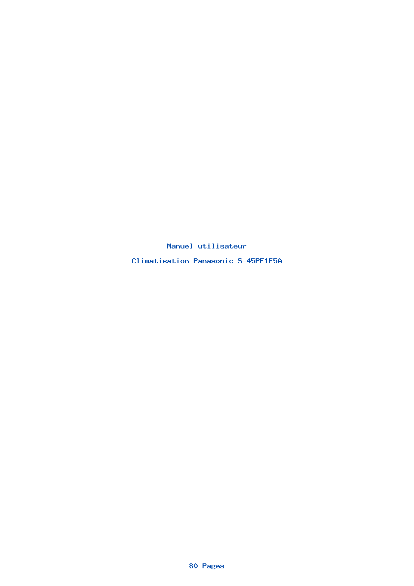 Page 1 de la notice Manuel utilisateur Panasonic S-45PF1E5A