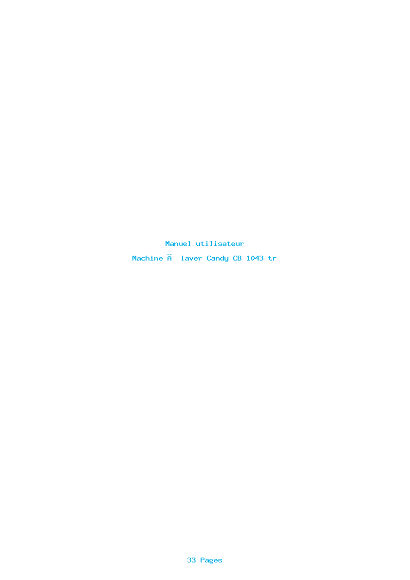 Page 1 de la notice Manuel utilisateur Candy CB 1043 tr