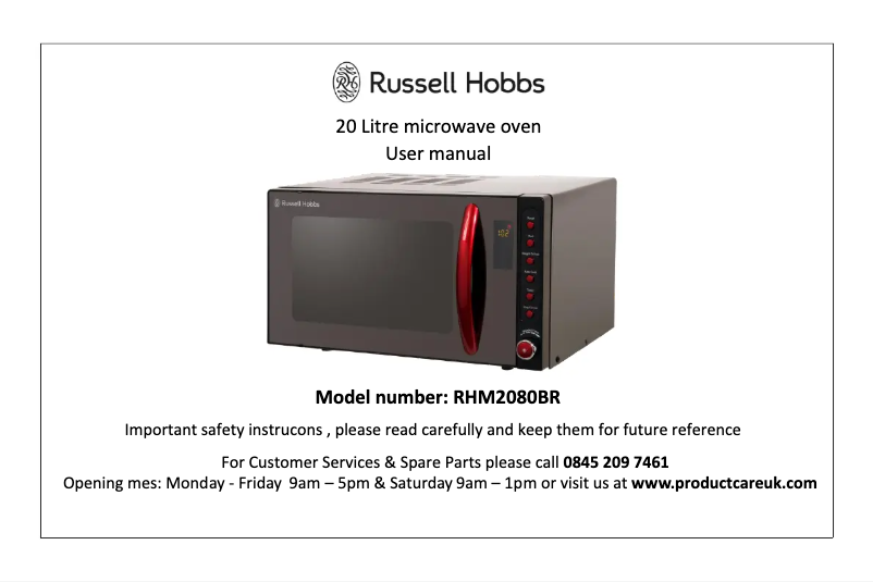 Page 1 de la notice Manuel utilisateur Russell Hobbs RHM2080BR
