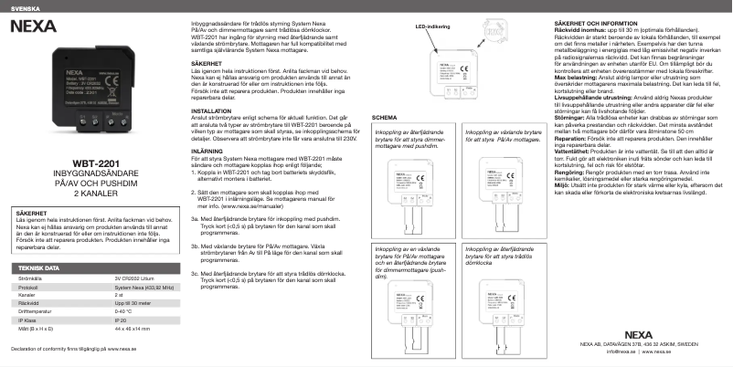 Página 1 del manual Manual de usuario Nexa WBT-2201