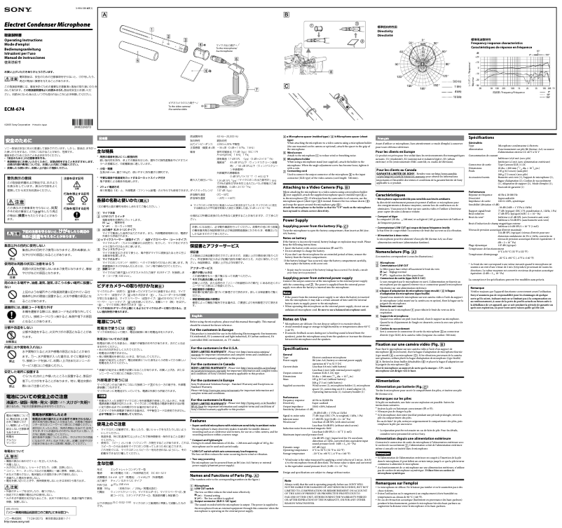 Page 1 de la notice Manuel utilisateur Sony ECM-674