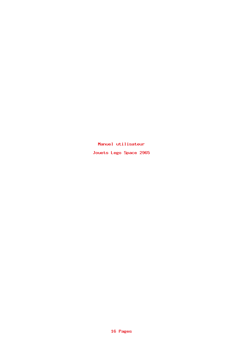 Page 1 de la notice Manuel utilisateur Lego Space 2965