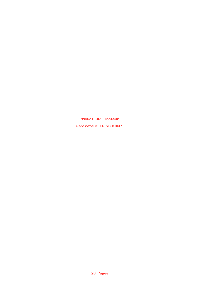 Page 1 de la notice Manuel utilisateur LG VC9196FS