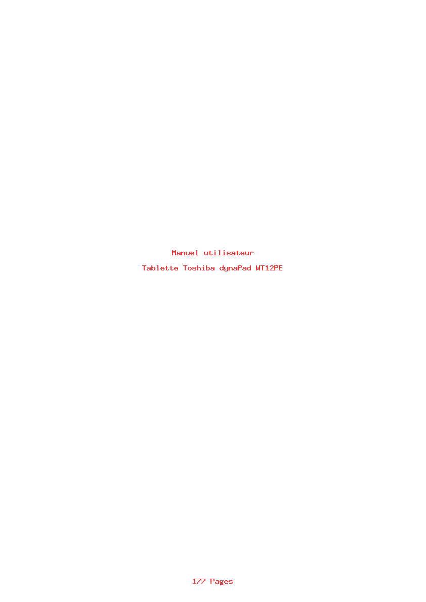Page 1 de la notice Manuel utilisateur Toshiba dynaPad WT12PE