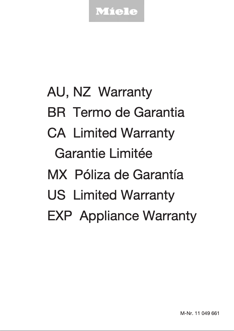 Página 1 del manual Información de garantía Miele KM 7740 FR