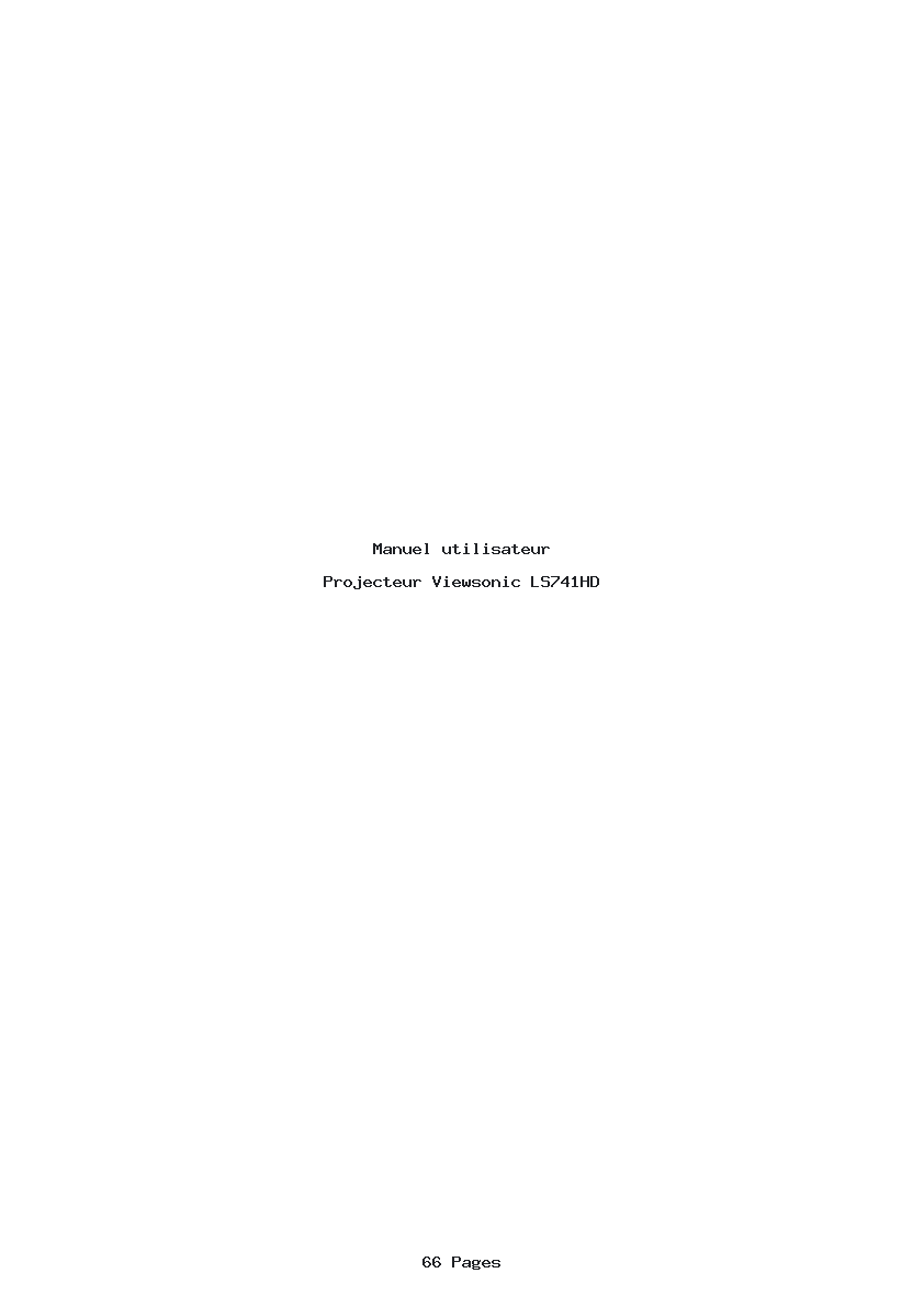 Page 1 de la notice Manuel utilisateur Viewsonic LS741HD