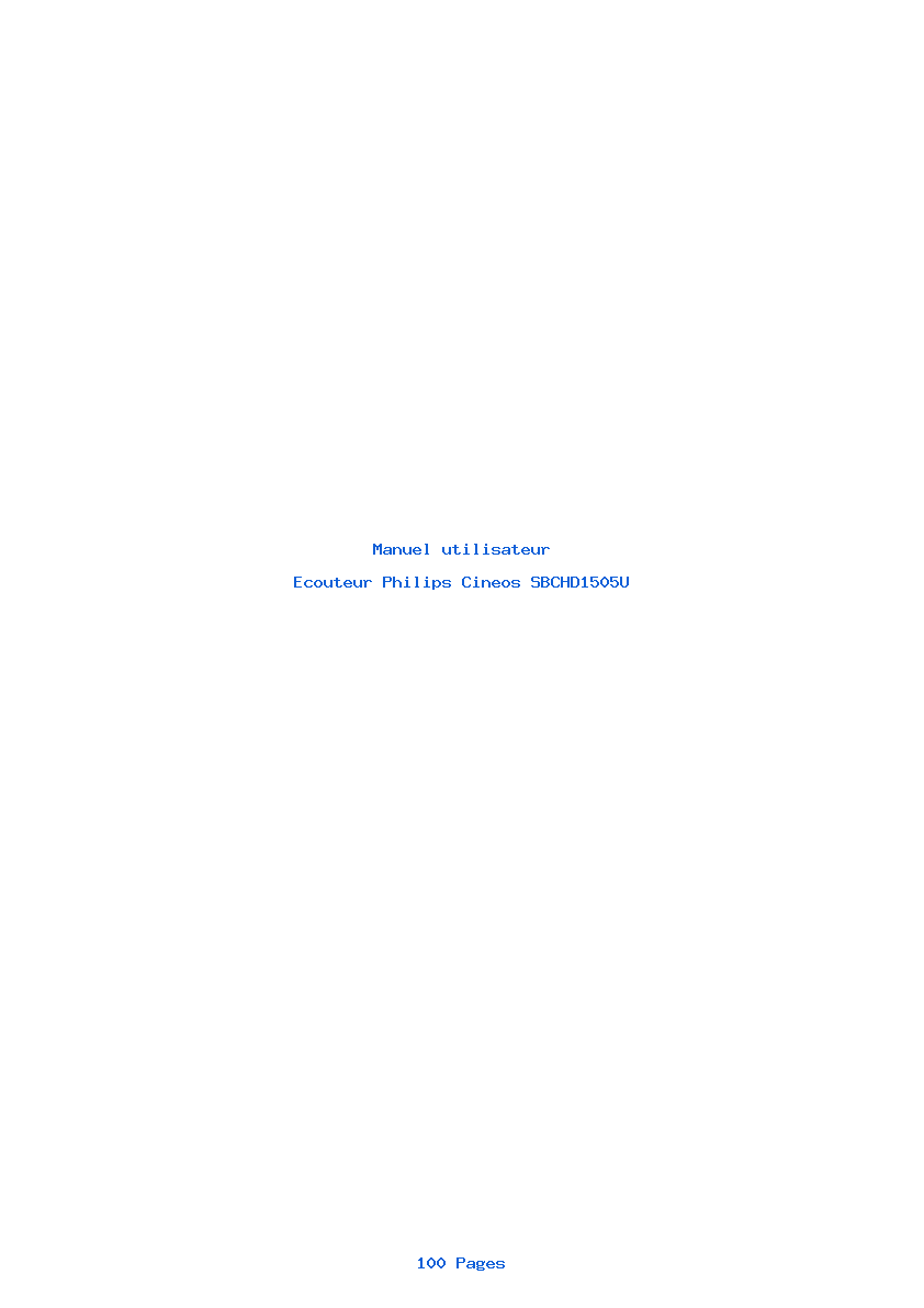 Page 1 de la notice Manuel utilisateur Philips Cineos SBCHD1505U